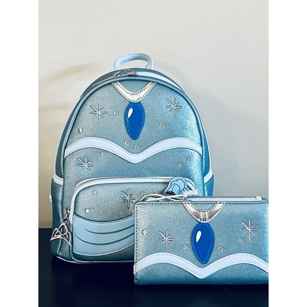 Disney Princess and the Frog Tiana Blue Dress Loungefly Mini Backpack Wallet